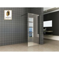 Wiesbaden inloopdouche + Safety Glass + ZWART muurprofiel 1200x2000 10mm NANO