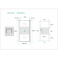 Wiesbaden nisdeur -L- met profiel 700x2000 8mm NANO ged.matglas