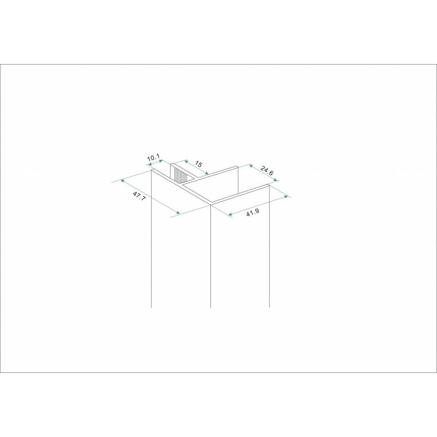 Wiesbaden hoekprofiel tbv nisdeur+profiel met zijwand 10mm