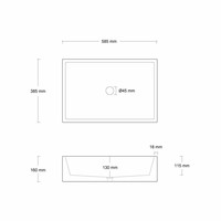 Opzet Wastafel  In Vivo Beton 58.5x38.5x16 cm (6 Kleuren)