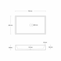 Opzet Wastafel Immissio Beton 70x45x15 cm ( 6 Kleuren)
