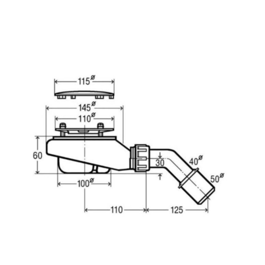 Douchebakafvoer Viega Tempoplex 90x60 mm verlaagd Chroom