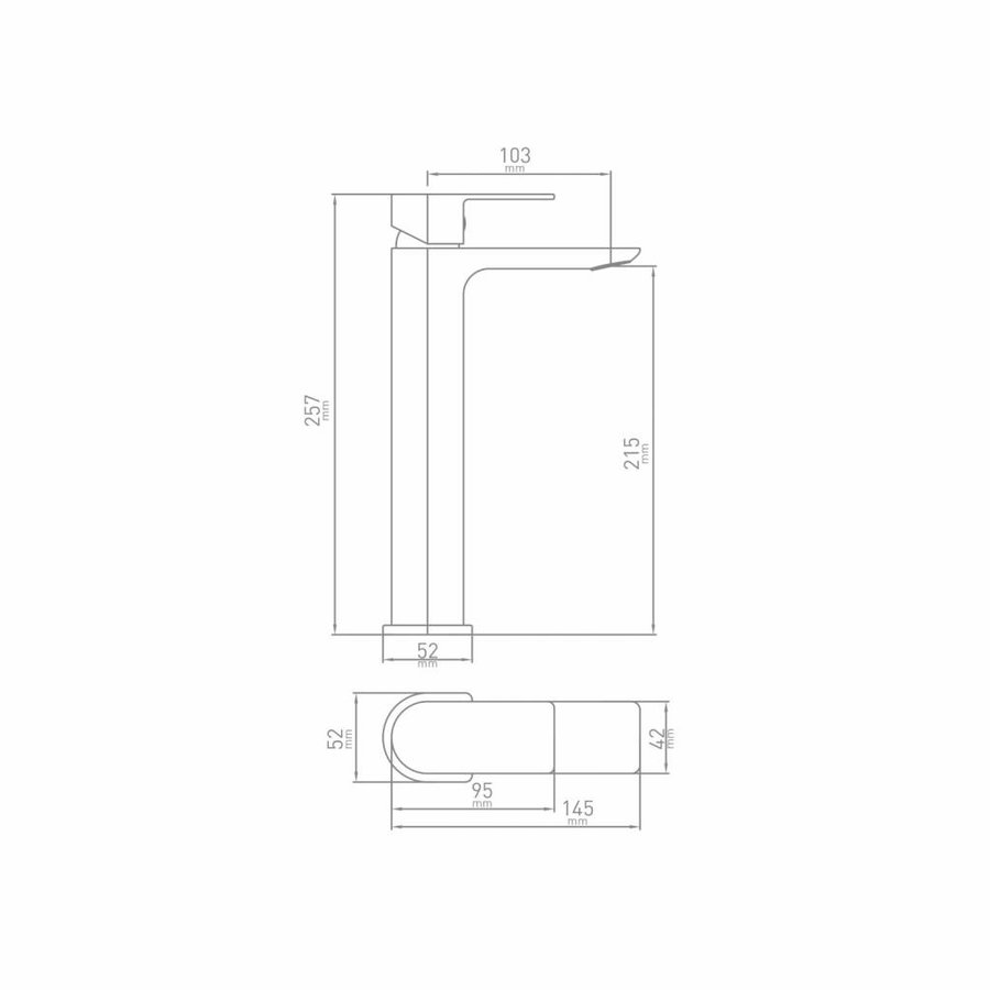 Verhoogde Wastafelmengkraan Dynamic Eengreeps 14.5x5.2x25.7 cm Chroom