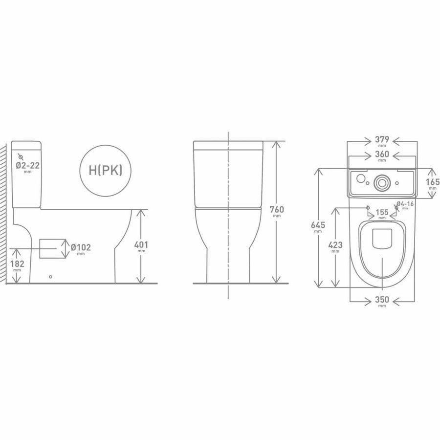 Duoblok Gustav Rimless (inclusief reservoir en zitting) PK