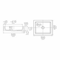 Opbouw Waskom Ziva 50x40x11.2 cm Composiet Mat Wit