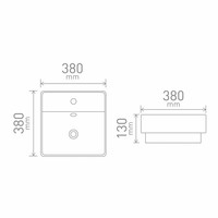 Half Inbouw Wastafel Brigit 38x13 cm Porselein Wit (1 kraangat)