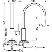 Top Keukenkraan CUADRO‑TRES uiloop 35x15 mm 130498