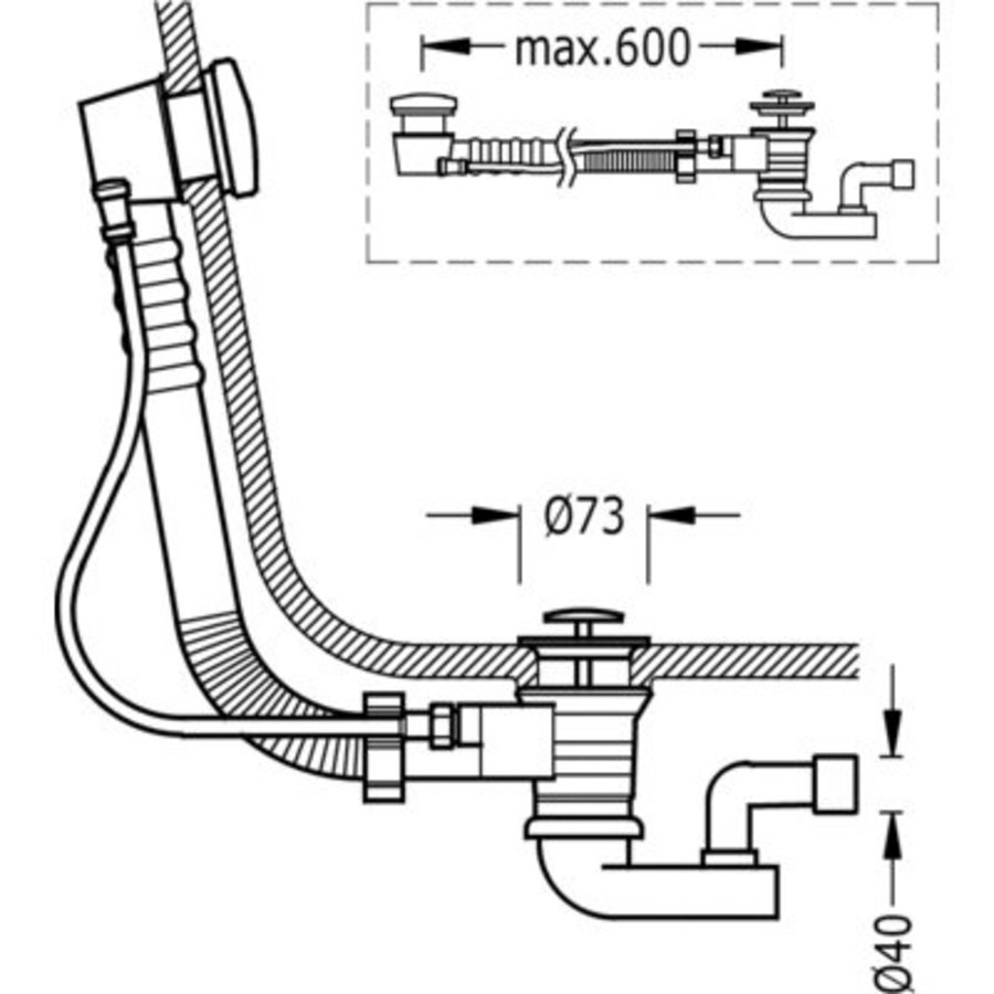 Complementos Afvoerplug automatische met overloop Ø 73 mm 134846