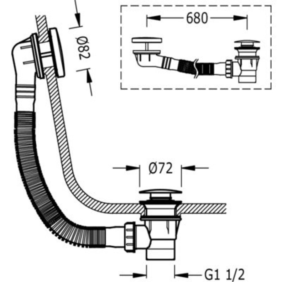 Oprecht toilet Beschikbaar Tres Complementos Afvoerplug met overloop Ø 72 mm CLICK‑CLACK 13453420 | -  Megadump Wormer