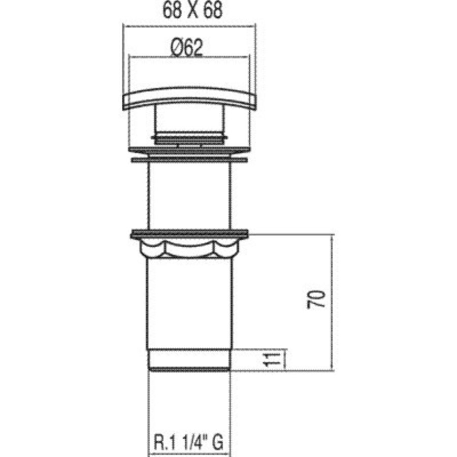 Complementos Afvoerplug zonder overloop 68x68 mm CLICK‑CLACK 13434120