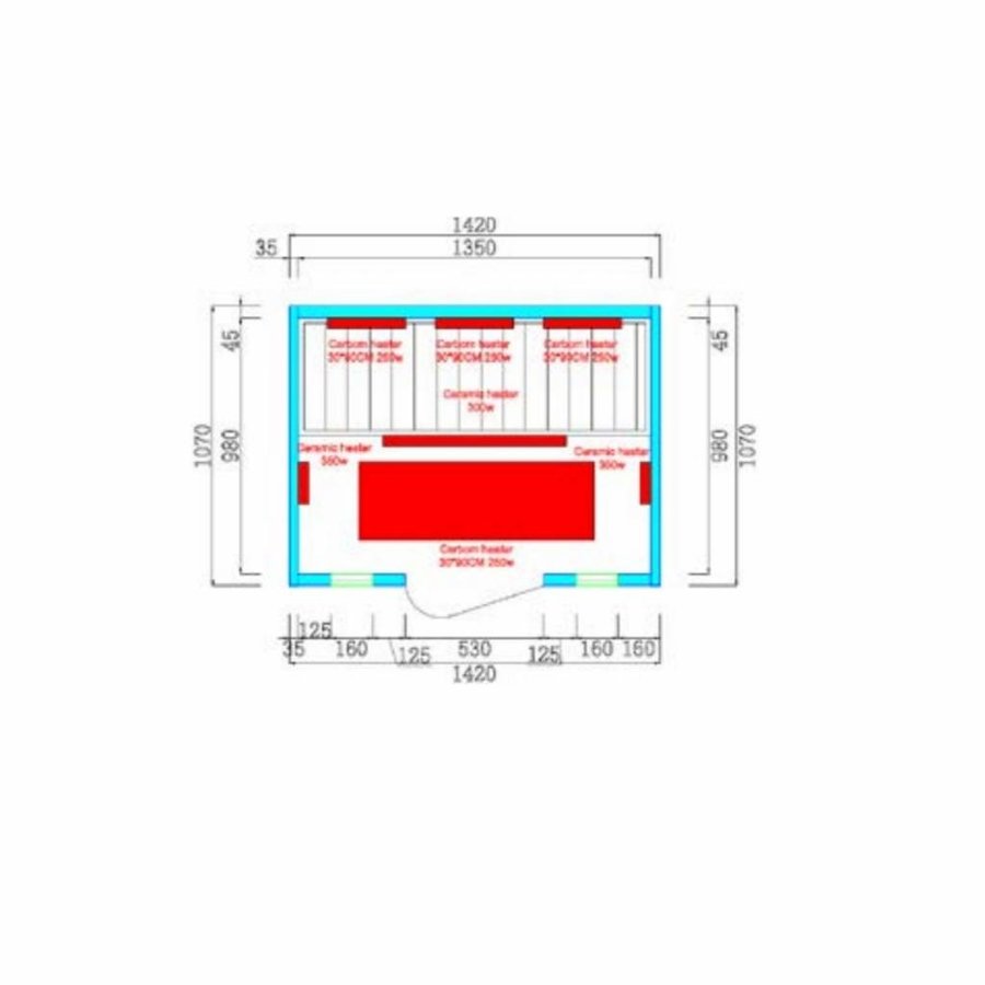 Infrarood Sauna Calipso 142X107 Cm 2000W 3 Persoons