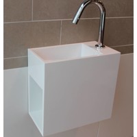 Fontein Luca Sanitair Met Open Schap 35x18x32cm Mineral Stone Kraangat Links