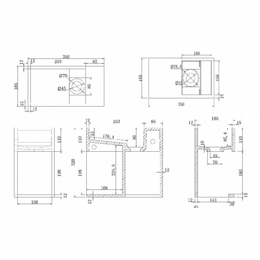 Fontein Luca Sanitair Met Open Schap 35x18x32cm Mineral Stone Kraangat Links