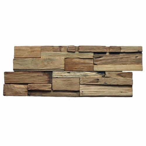 Mozaïek Hout Random Old Teak (P 08) 20X50 Cm (Prijs per 1,00 M2) 