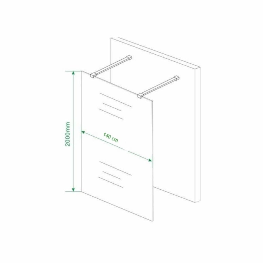 NIET MEER LEVERBAAR Douchewand Vrijstaand 140X200Cm 8Mm Nano Coating