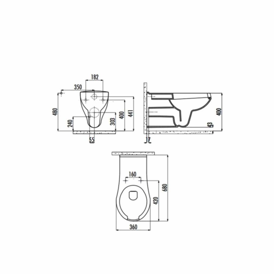 Hangtoilet Mindervaliden Keramiek 40X36 Cm Wit