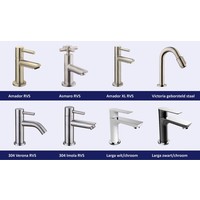 Fonteinset Versus Links Zwart Rvs (Keuze Uit 8 Kranen)