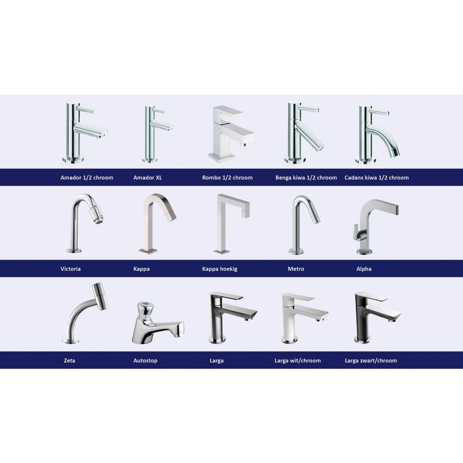 Fonteinset Versus Links Zwart Chroom (Keuze Uit 20 Kranen)