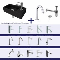 Fonteinset Versus Rechts Zwart Chroom (Keuze Uit 20 Kranen)