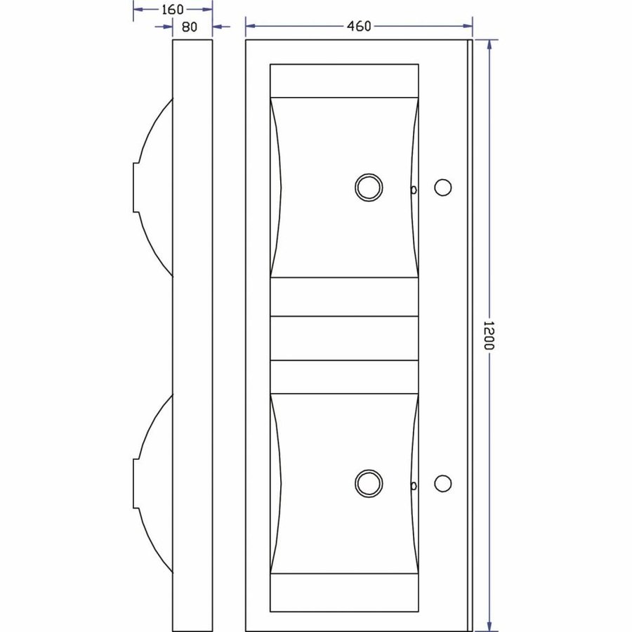 Wastafel Kunstmarmer 60, 80,100,120 Cm (1 Of 2 Kraangaten)