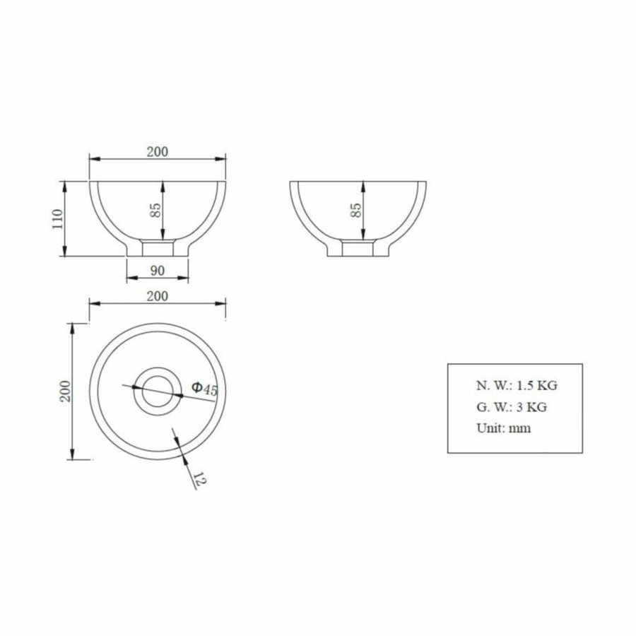 Opzetfontein Solid Surface Rond 20X20X11 Cm