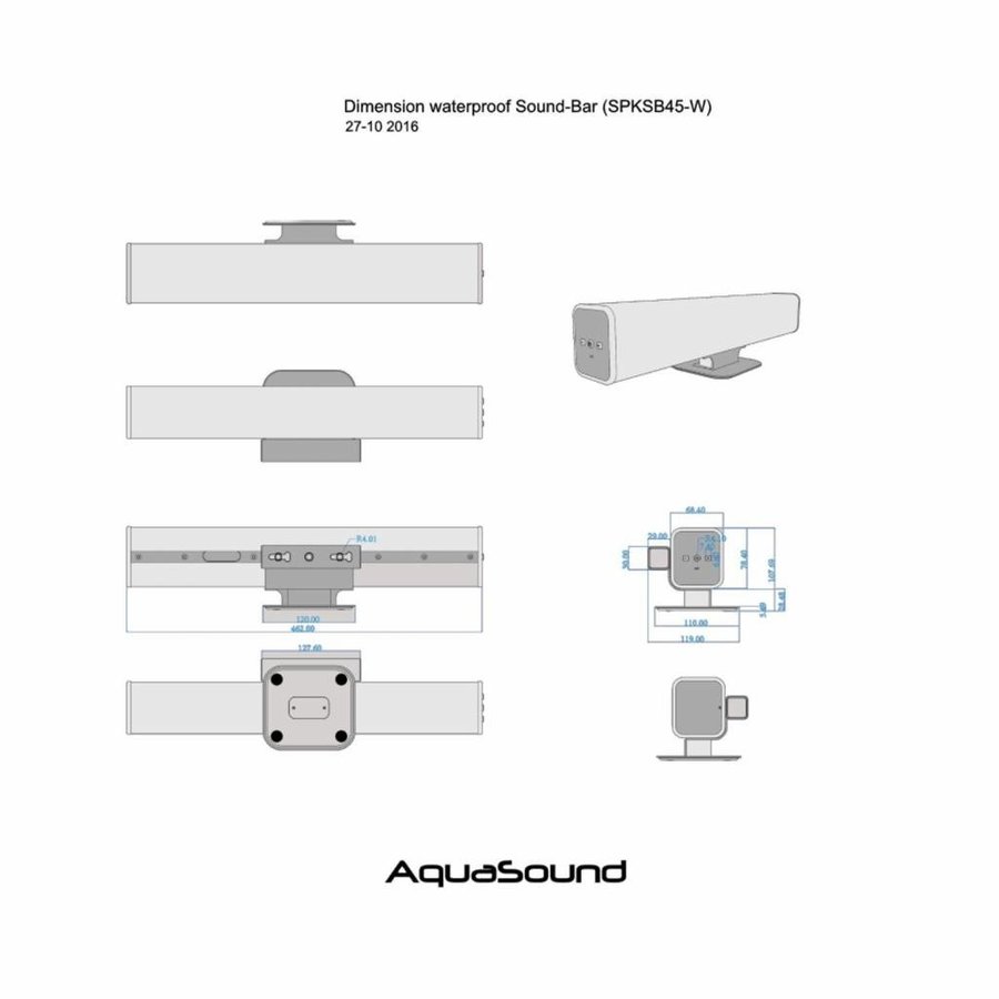 Sound-Bar Waterdicht (Ipx5) Bluetooth 4. 0 Wit 45 Cm 25 Watt (230V/12V)