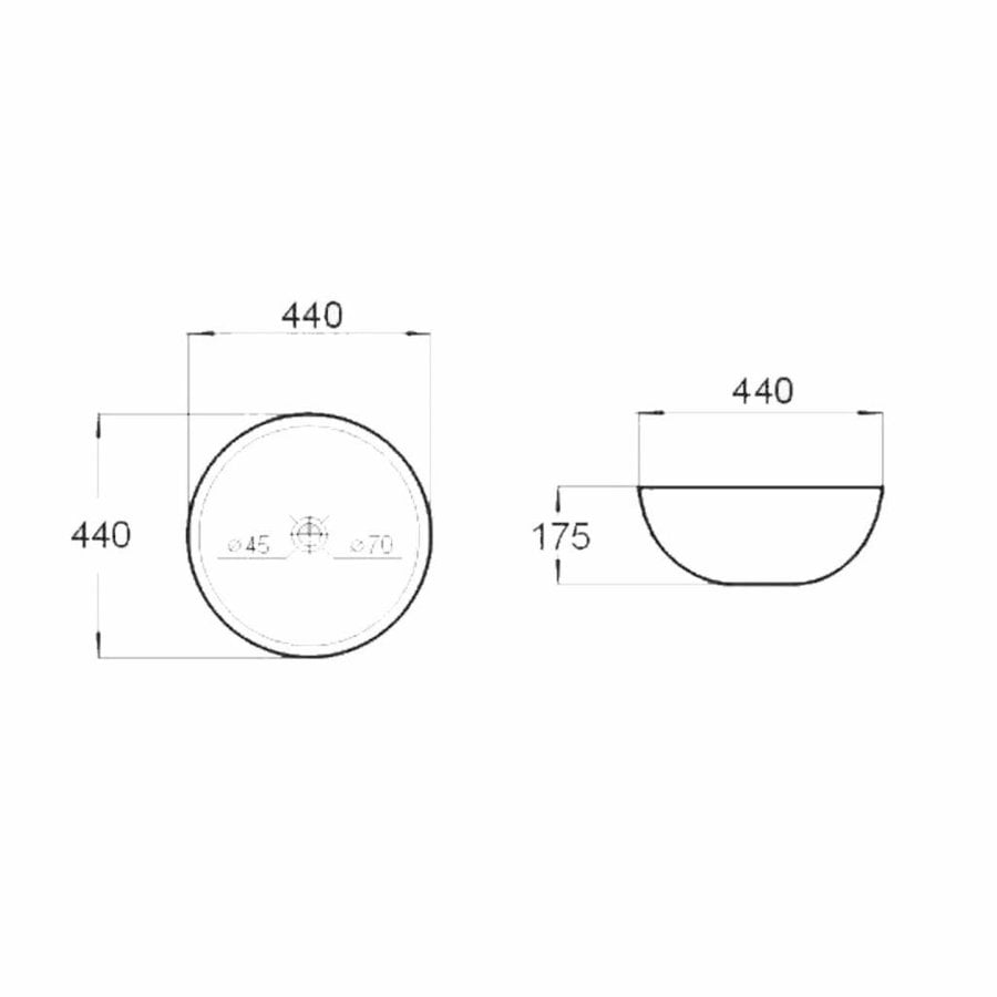 Waskom Combo Opbouw Rond Ø 44,5 Cm