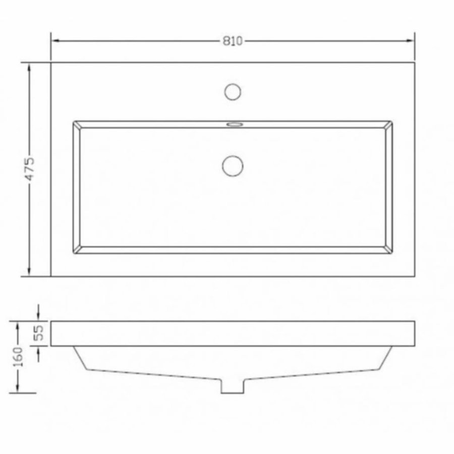 Badkamermeubel Luna 80X47 Met Wastafel Houtnerf Grijs (2 Laden)