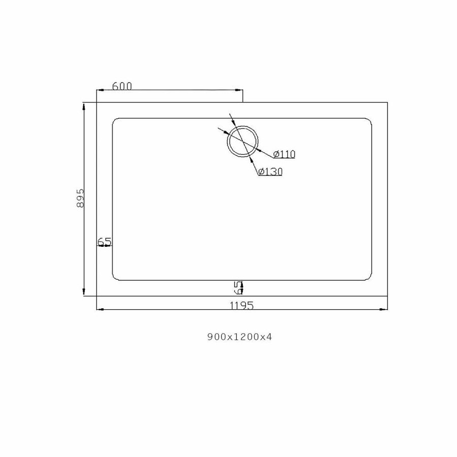 Douchebak Dona Laag Model Rechthoek 120X90X4Cm