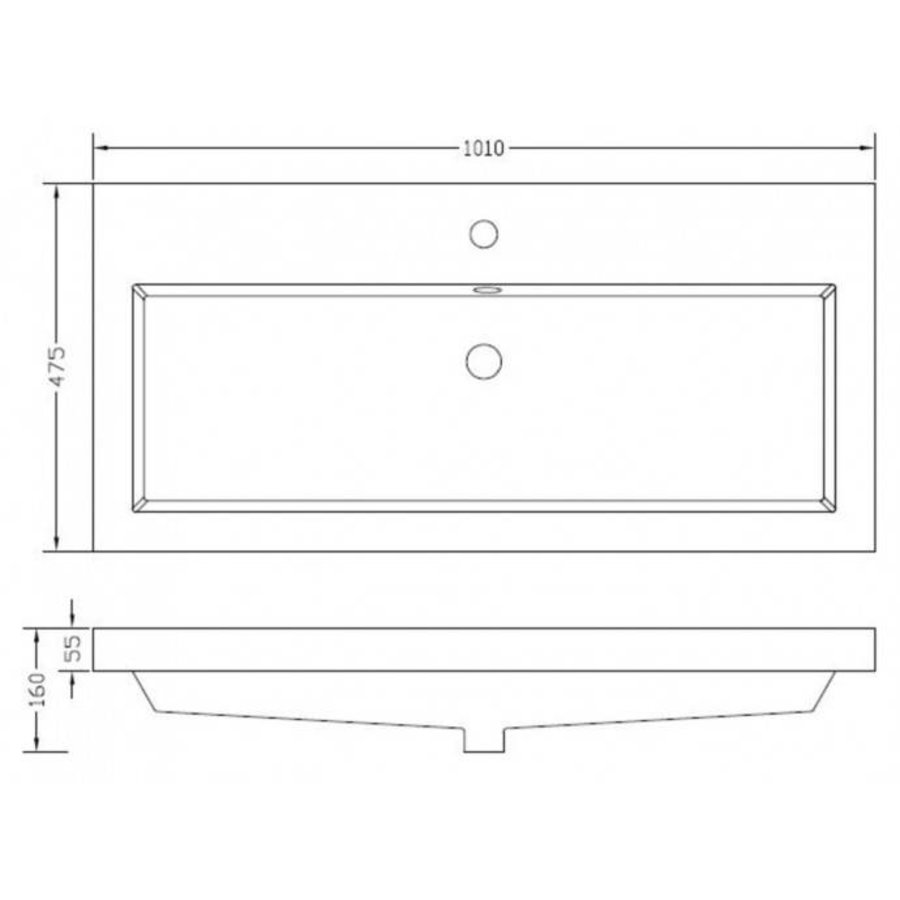 Badkamermeubel Luna 100X47 Grey Oak (2 Laden)