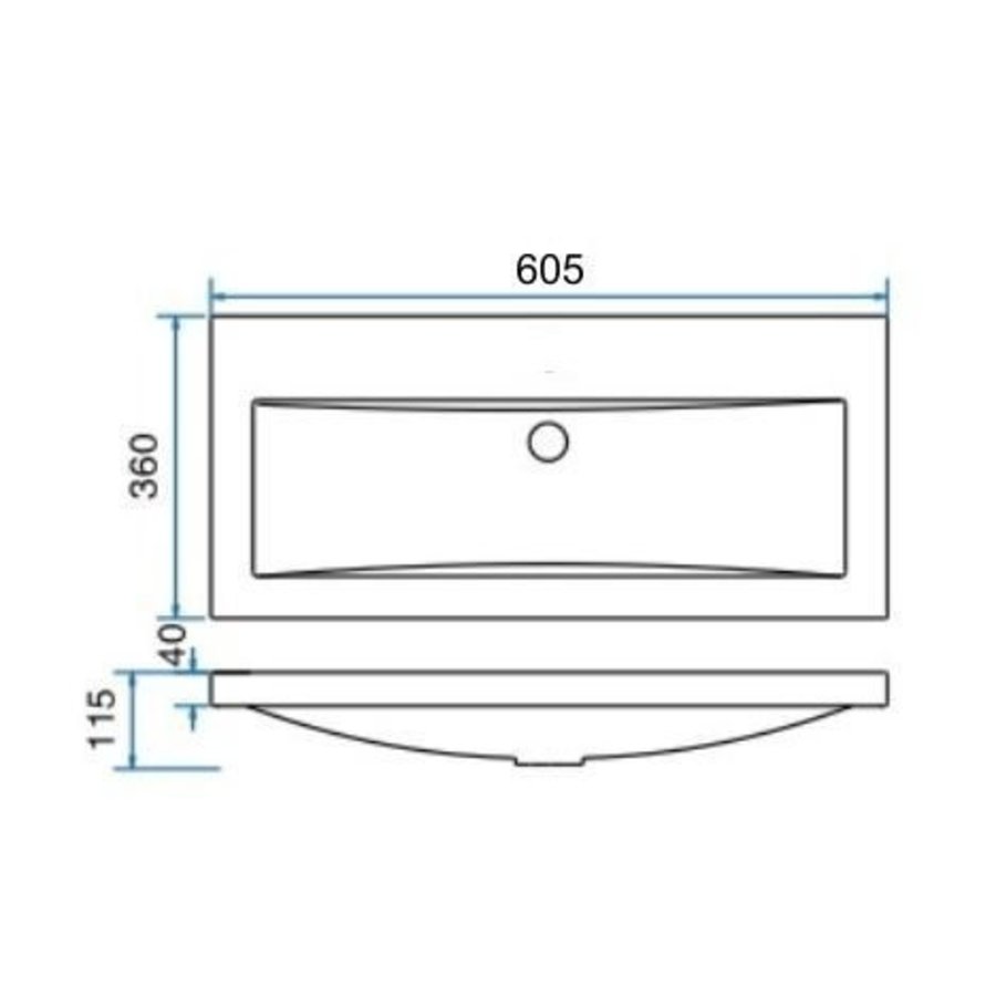 Wastafel 60Cmx36Cm Zonder Kraangat Wit