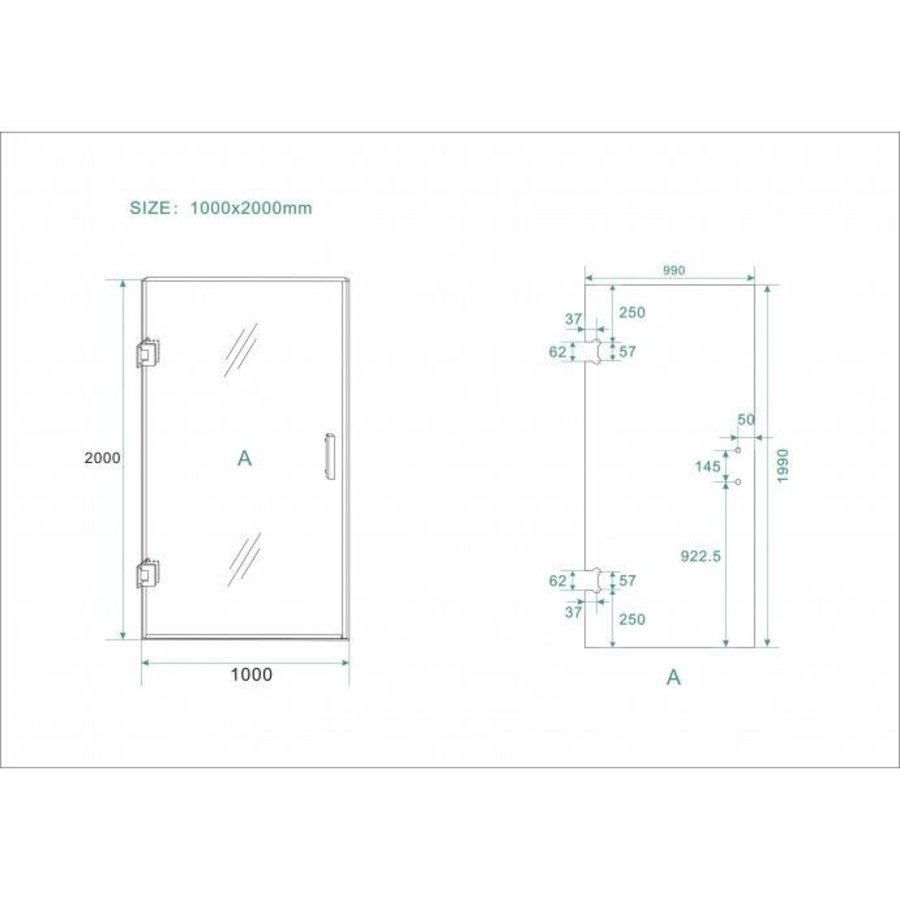 Nisdeur Zonder Profiel 100X200 Cm 8 Mm Nano Glas