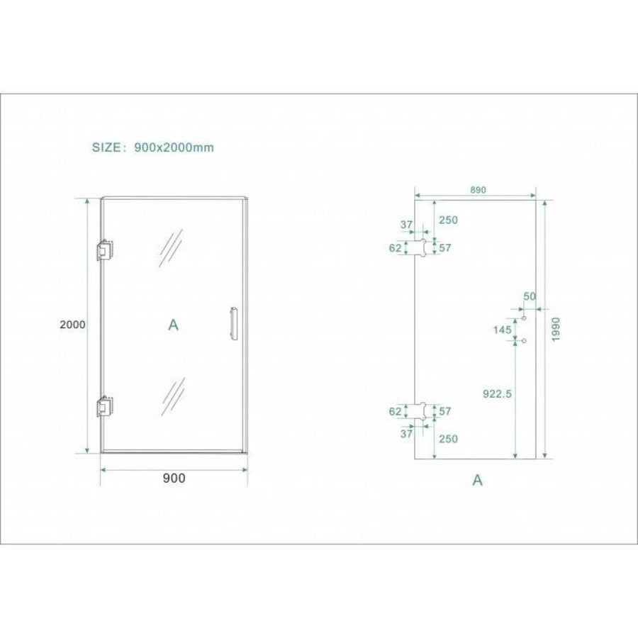 Nisdeur Zonder Profiel 90X200 Cm 8 Mm Nano Glas