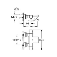 Cube Badkraan Thermostatisch Met Omstel En Koppeling Chroom