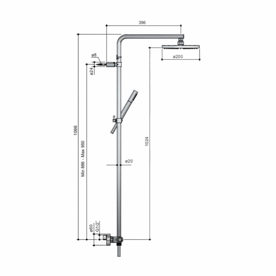 Thermostatische Regendouche Set Universal Sds 7