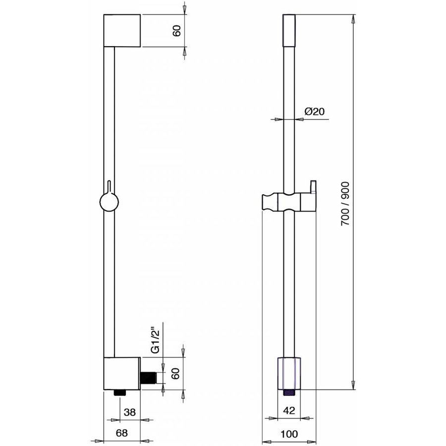 Mate Glijstang Met Wateruitlaat 90 Cm M305