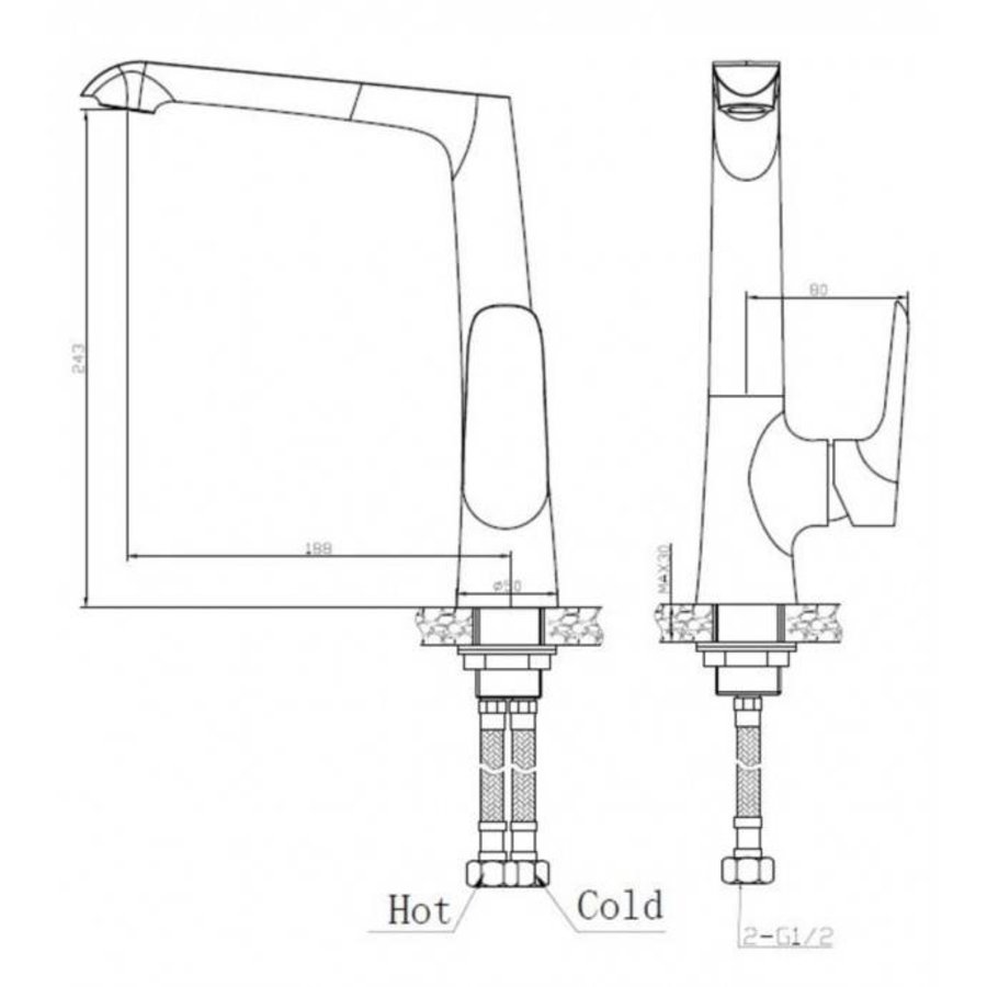 Pluto Keukenmengkraan Zwart Chroom