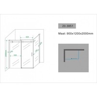 Douchecabine Schuifdeur 120X90X200 Cm 8 Mm Glas Met Nano Coating