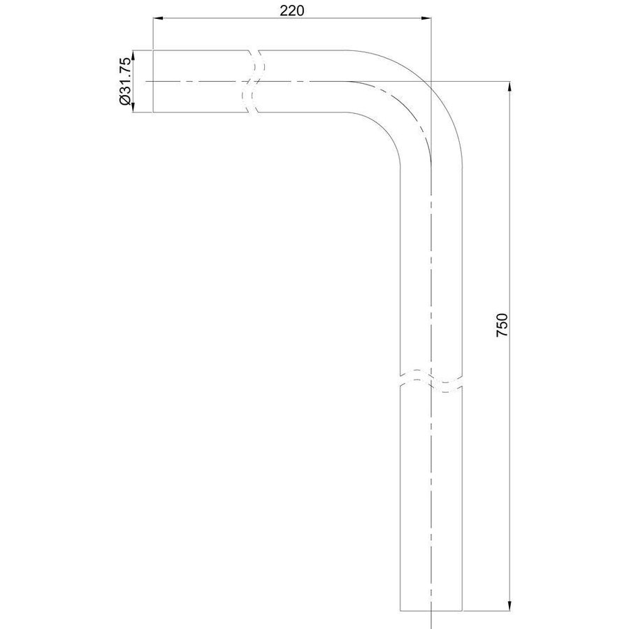 Rvs-Look Vloerbuis 750X220X32Mm