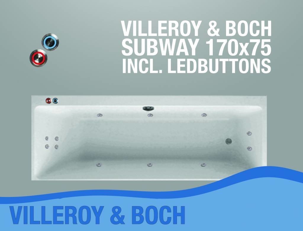 Villeroy en Boch Subway Whirlpool 170X75X45 Cm Met Balboa Whirlpool Systeem | Baden - Megadump Wormer