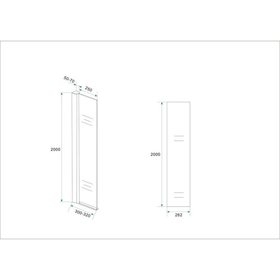 Zijwand Met Muurprofiel 30X200 Cm En 10 Mm Nano Glas