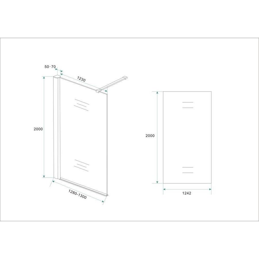 Inloopdouche Met Muurprofiel 130X200 Cm En 10 Mm Nano Anti Kalk Glas