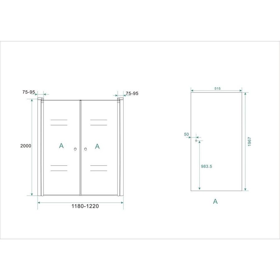 Dubbele Pendel-Nisdeur 120X200 Cm 6 Mm Nano Glas