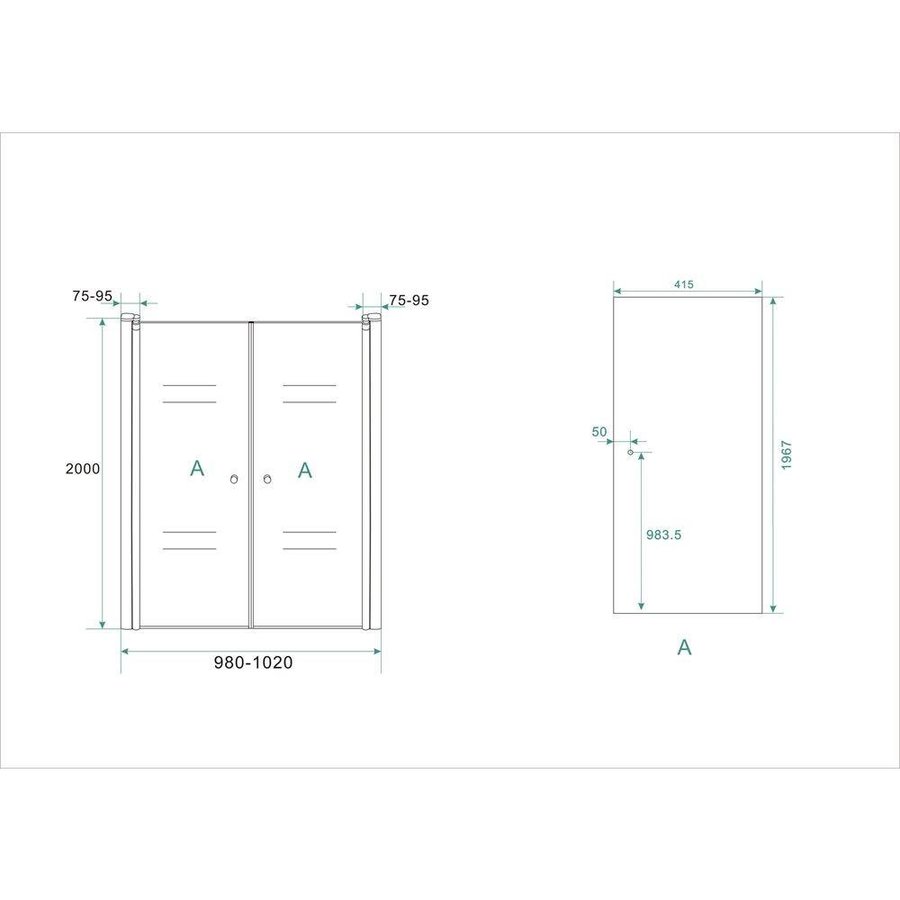 Dubbele Pendel-Nisdeur 100X200 Cm 6 Mm Nano Glas