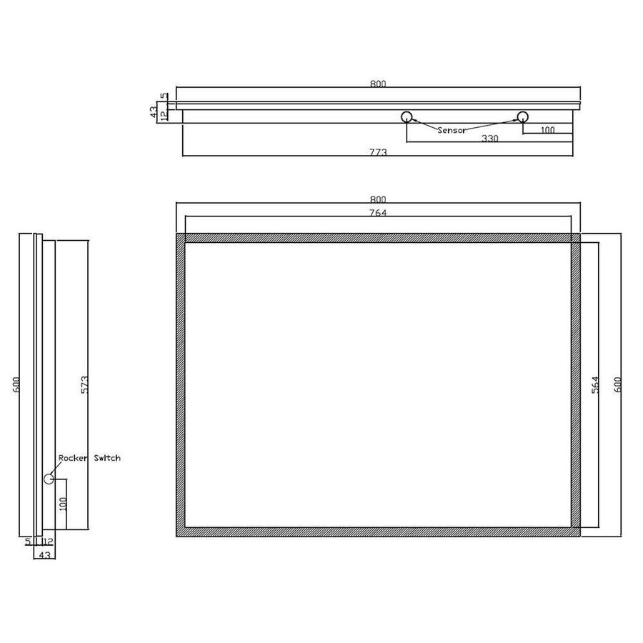 Quatro Led Spiegel 80X60Cm