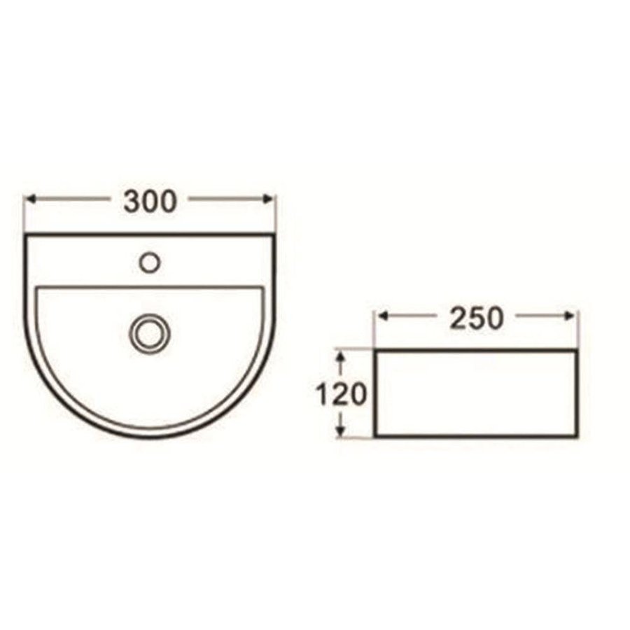 Keramisch Halfrond Fonteintje Helios 30X25X12Cm Wit