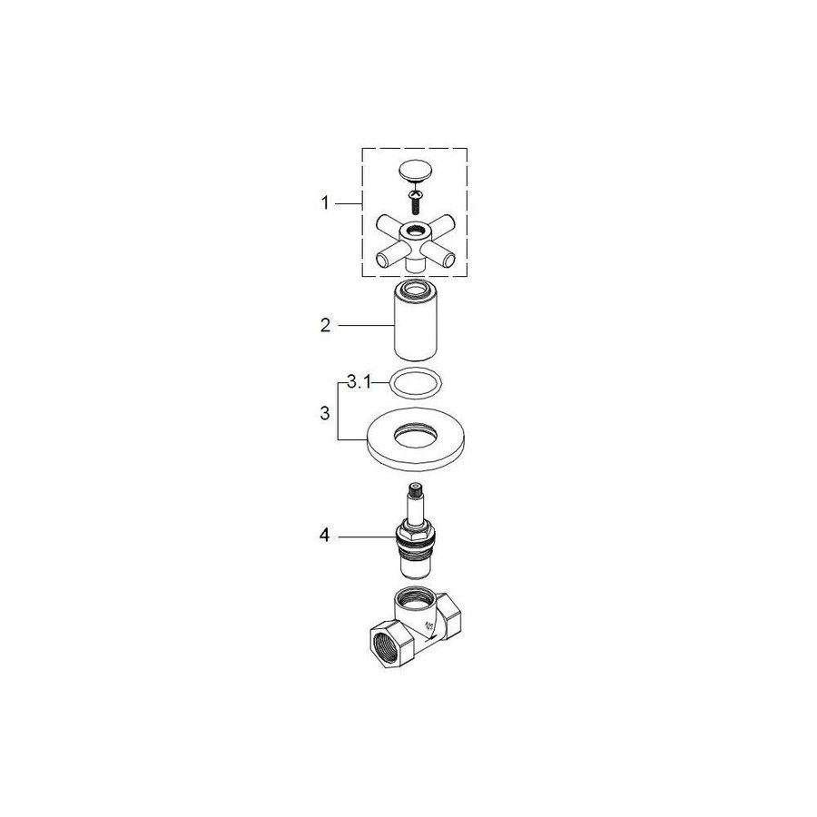 Donar Cross Inbouw Stopkraan 1/2" Chroom