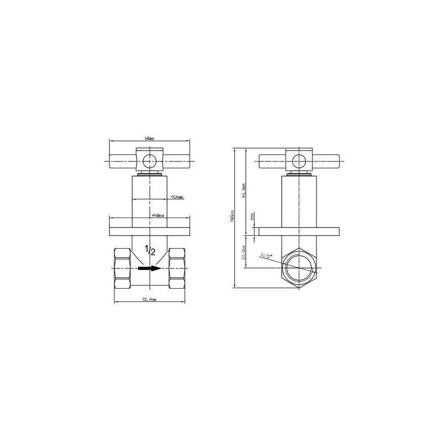 Donar Cross Inbouw Stopkraan 1/2" Chroom