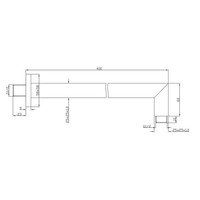 Luxe Douche-Arm Vierkant Muurbevestiging 40Cm Chroom