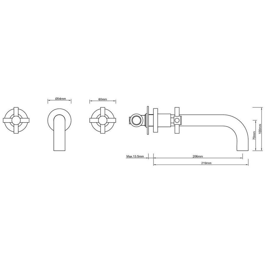 Donar Cross Inbouw Wastafelmengkraan 2 Knops Chroom